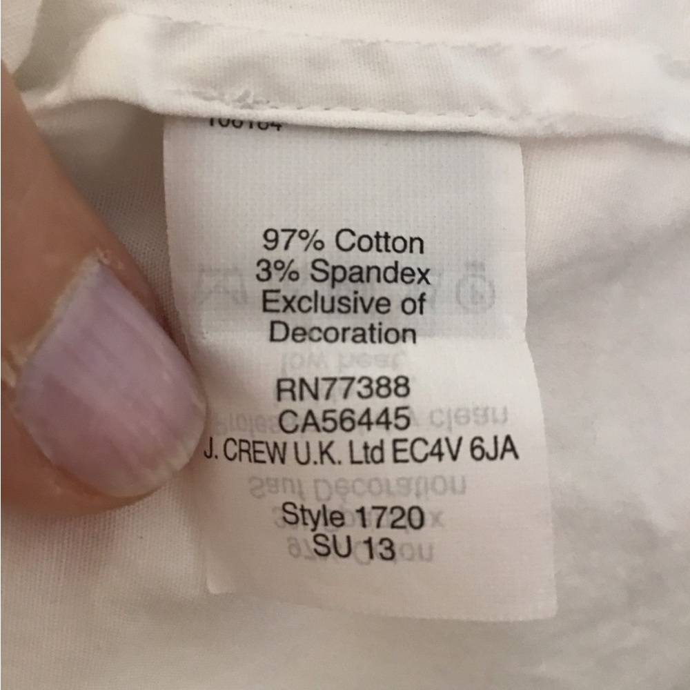J. Crew White Short Sleeve Shirt with Embroidered Collar - Picture 6 of 8